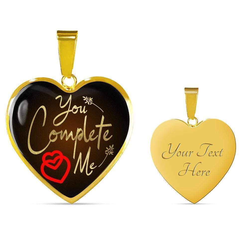 You Complete Me Necklace Personalized Engraved Gold Heart Necklace Custom Name